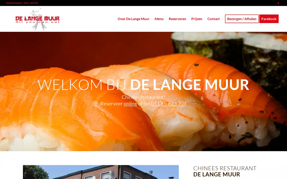Huidige homepage van lange-muur.nl op een laptop